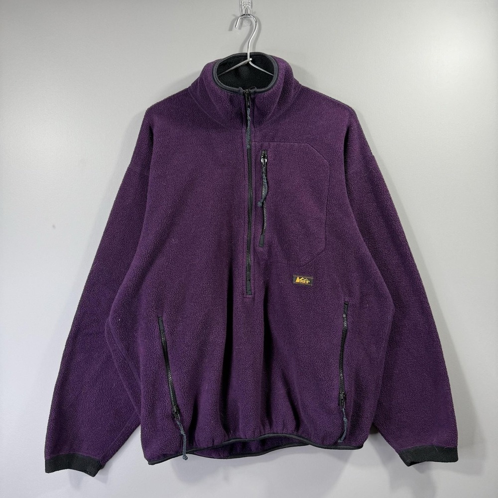 Vintage REI Jacket Mens XL Purple Fleece 1/4 Zip Pullover Hiking Outdoor